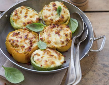 Vegetables stuffed with Entremont Emmental grated cheese