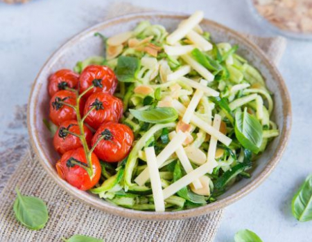 Courgette and Entremont Emmental cheese portion salad